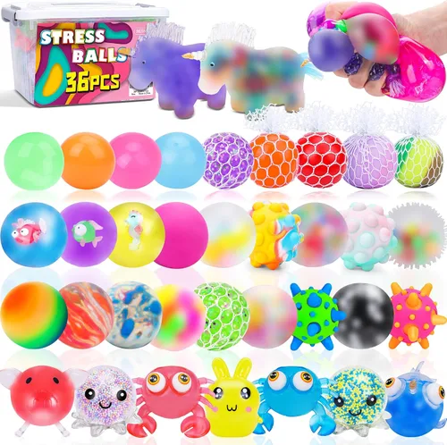 Miniatura 5 de Juego de bolas antiestrés, bolas antiestrés esponjosas, paquete de 4 bolas para apretar, para adultos, autismo, hiperactividad, aliviar el estrés