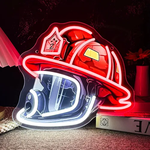 Mutank Letrero de neón para casco de extinción de incendios, luz de neón de arte pop alimentada por USB, LED, regulable, para decoración de pared de