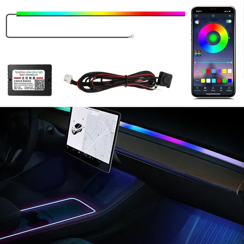 Miniatura 23 de Luces interiores acrílicas Dreamcolor para automóvil, accesorios para automóvil WEBUPAR 2 en 1, tira de luces LED para automóvil con control
