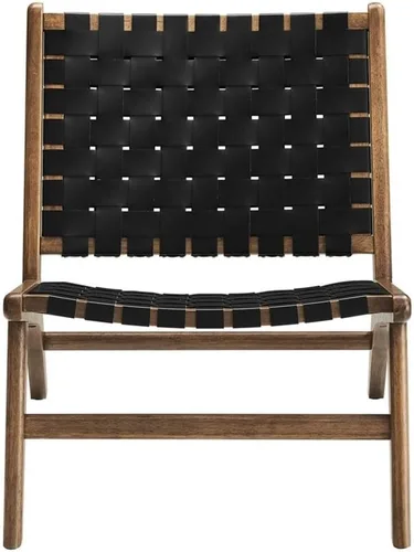Miniatura 4 de Modway Saoirse - Sillón decorativo de madera de imitación en color negro nogal Cuero sintético negro nogal