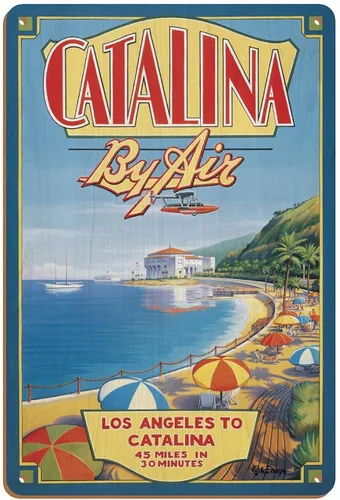 Miniatura 5 de Pacifica Island Art Catalina By Air - Póster de viaje de Los Ángeles a Catalina por Kerne Erickson - Cartel de metal vintage de 8 x 12 pulgadas