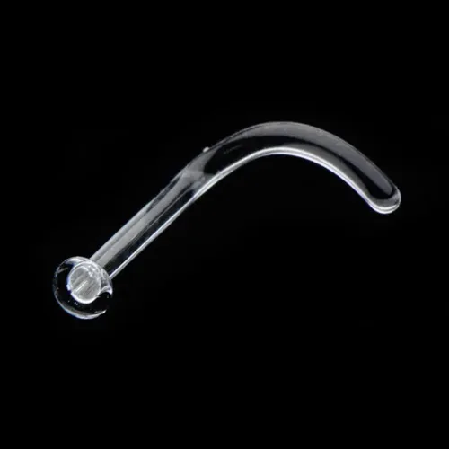 Miniatura 2 de BodyJewelryOnline Retenedor de piercing de nariz de vidrio Pyrex transparente de 16G, 18G y 20G, retenedor de tornillo de nariz en forma de L, 5/16