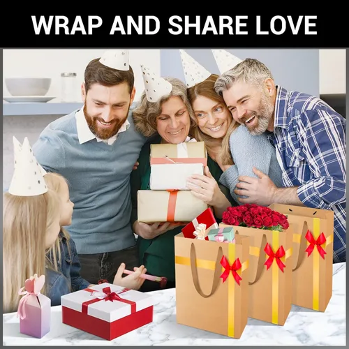 Miniatura 6 de EUSOAR Bolsas de compras de papel con asas, paquete de 25 bolsas pequeñas de papel kraft de 5.9 x 2.3 x 7.8 pulgadas, bolsa de mercancía