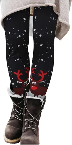 Women's Christmas Leggings for Women Ultrasoft Seasonal Printed Jogger Low Rise Hippie Pants Christmas Tops