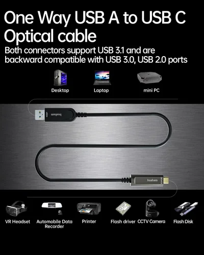 Miniatura 7 de Cable de fibra óptica USB A a USB C de 50 pies, paquete de 2 unidades, cable activo USB 3.2 Gen2 de 10 Gbps con chip SiliconLine de Alemania, ultra