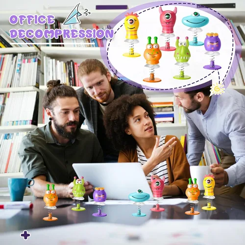 Miniatura 5 de Deekin 24 piezas de juguetes de lanzamiento de primavera de animales de ojo grande, 6 estilos saltando hinchables regalos de fiesta de primavera
