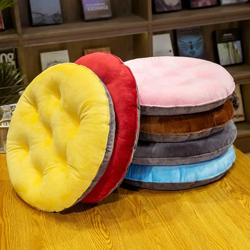 Miniatura 2 de Paquete de 2 cojines redondos de terciopelo grueso para asiento, almohadillas de color sólido para silla, cojín de piso para tatami, almohadilla