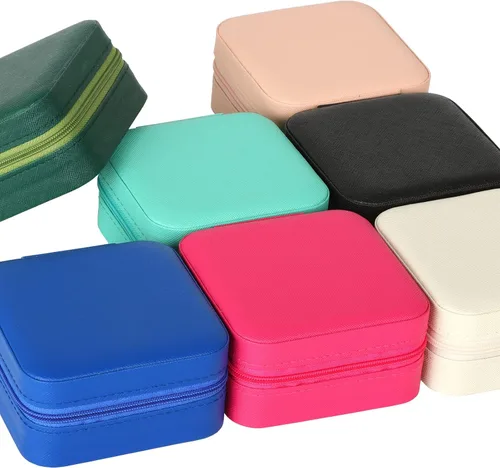 Miniatura 7 de GOTDYA Organizador de viaje de joyería cajas de joyería pequeñas portátiles esenciales de viaje para mujeres color rojo rosa