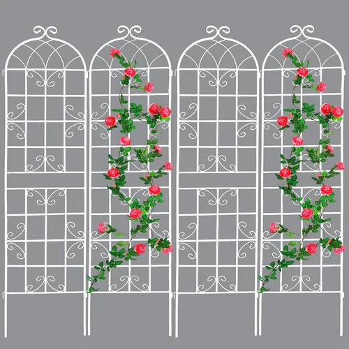Miniatura 11 de Paquete de 4 enrejados de jardín de metal de 71" de altura, cerca de jardín, enrejado a prueba de óxido para plantas trepadoras, soporte de rosas