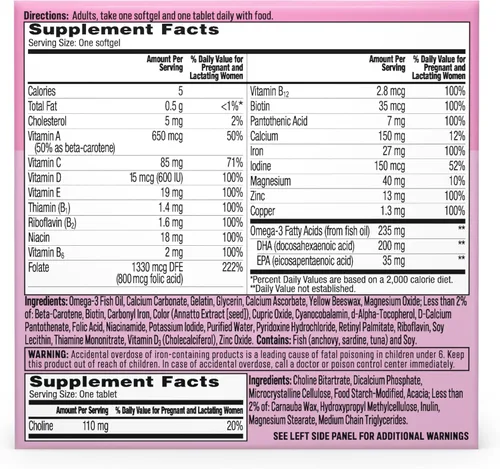 Miniatura 8 de One A Day Vitaminas prenatales avanzadas prenatales con ácido fólico, colina, DHA y hierro, vitaminas para el embarazo para mujeres para apoyar