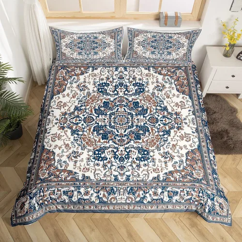 Miniatura 11 de Erosebridal Funda de edredón floral exótica tamaño Queen, juego de ropa de cama bohemio, funda de edredón tribal exótica floral bohemia, flores