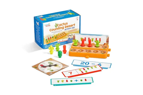 hand2mind Cactus Counting Desert Juego de actividades matemáticas de diez marcos, contadores de colores para niños, materiales de matemáticas