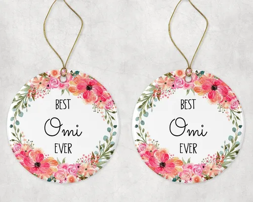 Miniatura 3 de Best Omi Ever Adorno de Navidad, adorno de Navidad de flor Omi, adorno de Navidad para Omi de hijo, hija, regalos de nanna, adorno de Navidad