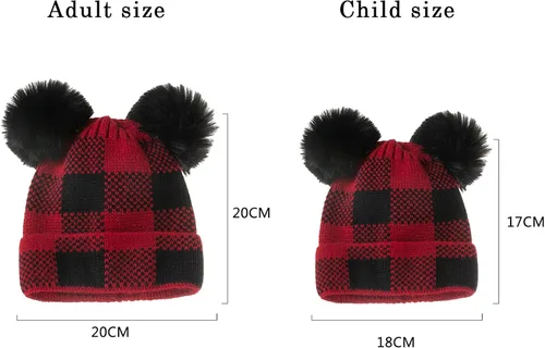 Miniatura 22 de 2 gorros de punto de Navidad para padres e hijos, gorro de Papá Noel para adultos, bebés, invierno, cálido, gorro de calavera para fiestas