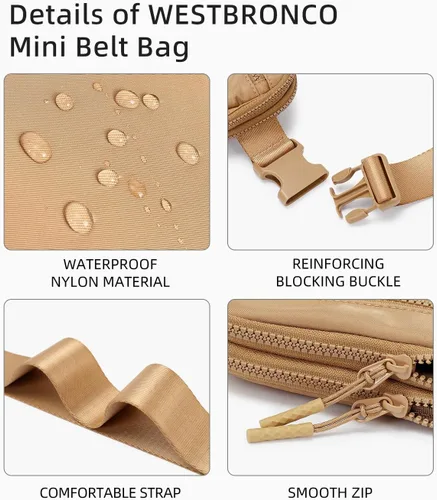 Miniatura 119 de WESTBRONCO Riñoneras para mujeres y hombres, bolsa para cinturón con bolsillos con cremallera, riñoneras modernas, bolsas cruzadas ligeras de 1