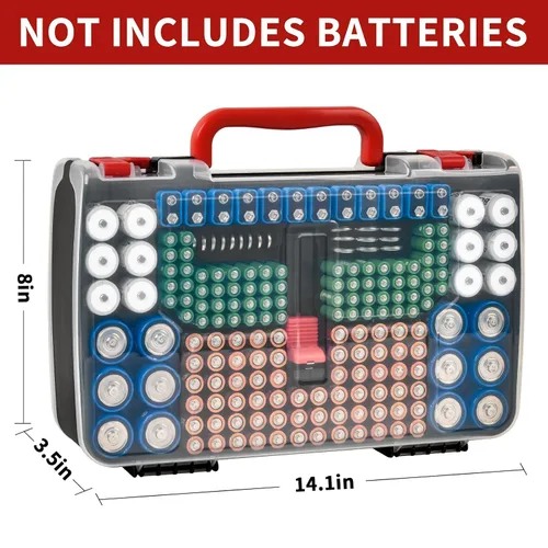 Miniatura 6 de Estuche Organizador de Almacenamiento de Baterías con Probador, Caja Portabaterias de Doble Cara para 269 Contenedores Caddy AA AAA AAAA 3A 4A 9V C