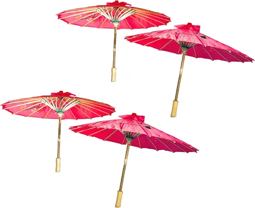 Miniatura 5 de TJ Global Paquete de 4 paraguas chino japonés de 33 pulgadas para bodas, fotografías, disfraces, cosplay, decoración y otros eventos, 4 sombrillas