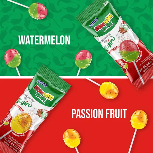 Miniatura 9 de Colombina Bon Bon Bum Tropical Maracuyá y Sandía con Condimento Tajin Chile Lima, 20 Unidades (Paquete de 1)
