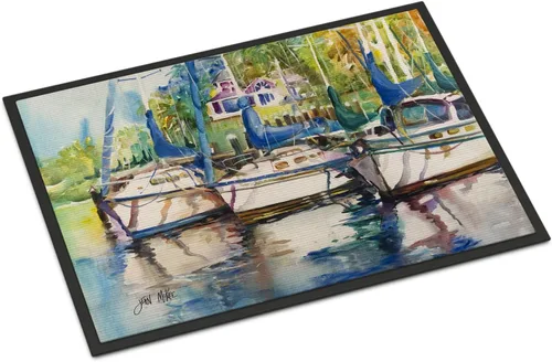 Miniatura 252 de Caroline's Treasures JMK1017JMAT - Tapete de caza de rana garza azul, 24 x 36 pulgadas, tapete para puerta delantera, interior y exterior