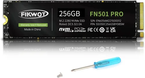 Fikwot FN501 Pro 256GB NVMe SSD - M.2 2280 PCIe Gen3 x4 Unidad de Estado Sólido Interna con pegatina de enfriamiento de grafeno, hasta 3,500 MB/s,