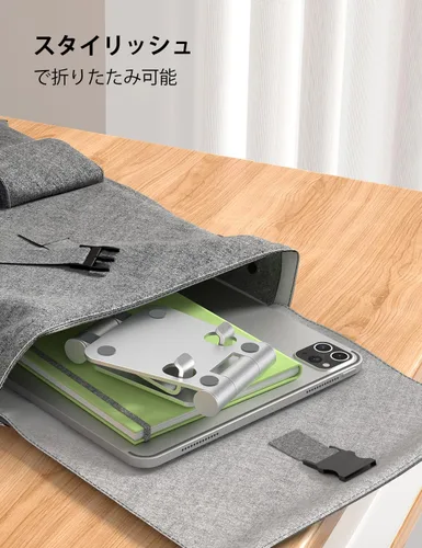 Miniatura 5 de Nulaxy Soporte plegable doble para teléfono celular, totalmente ajustable, plegable, soporte para teléfono de escritorio, base compatible con iPhone