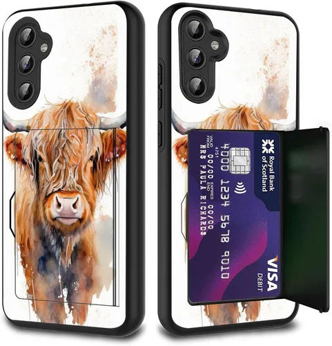 Miniatura 13 de Funda híbrida de doble capa con función atril para Samsung Galaxy A16 5G de 6.9 pulgadas, diseño de vaca con bandera estadounidense