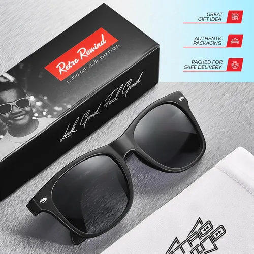 Miniatura 4 de Gafas de sol Retro Rewind para niño, niña, de 3-12 años, gafas de sol para niño resistentes a las roturas, con protección UV400, negro, talla única