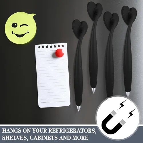 Miniatura 7 de Glenmal 3 bolígrafos magnéticos de tinta negra, divertido bolígrafo con forma de corazón para refrigerador y otras superficies magnéticas, regalos