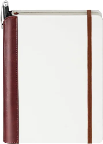 SETTINI® Diario rayado - Diario blanco moderno para escritura, juego de regalo - Tapa dura de cuero vegano, incluye bolígrafo de lujo en un soporte