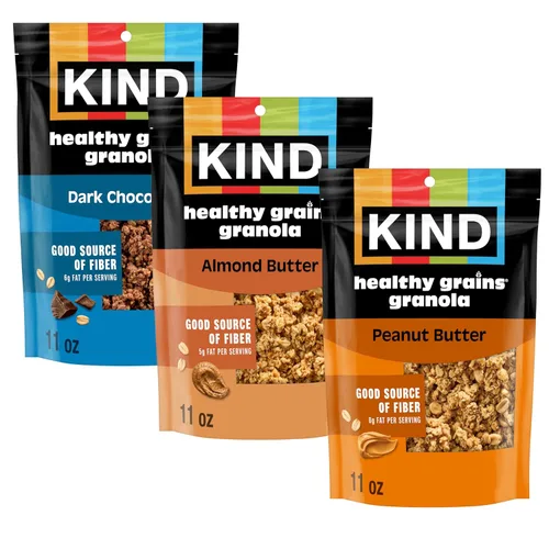 Miniatura 10 de KIND HEALTHY GRAINS Granola Tamaño familiar, aperitivo saludable, mantequilla de maní de plátano con trozos de chocolate amargo, racimos de granola