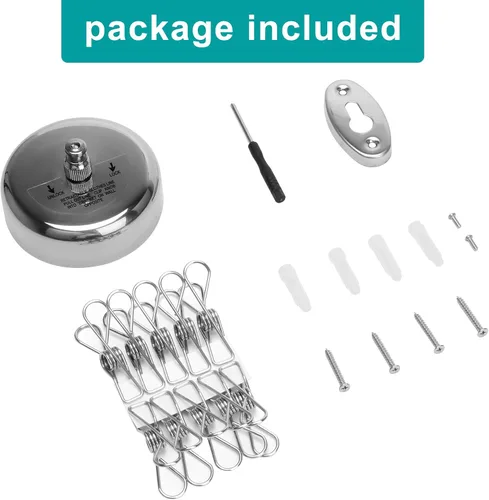 Miniatura 7 de Coolrunner - Tendedero retráctil, línea de ropa retráctil de 9.5 pies para interiores y exteriores, línea de ducha resistente con 10 pinzas de acero