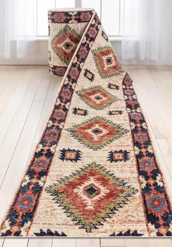 Miniatura 7 de Well Woven Alfombra de pasillo de tamaño personalizado, elige tu longitud, medallón tradicional rojo Lizette, 26 pulgadas de ancho x 3 pies de largo