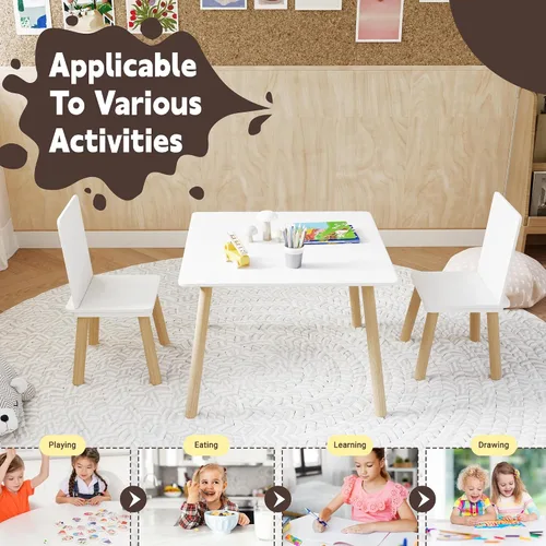 Miniatura 5 de Juego de mesa y 2 sillas para niños, 3 piezas juego de mesa y silla para niños, juegos de mesa y sillas para niños, mesa de juego para niños