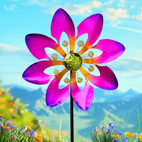 Miniatura 12 de COOZZYHOUR Molino de viento de colibrí de 39 pulgadas para estaca de patio y jardín, molino de viento de metal para exteriores, esculturas de viento