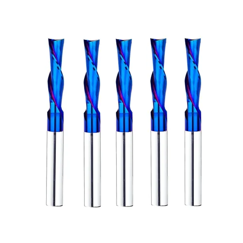 Miniatura 22 de BRD204 Broca de enrutador de inmersión en espiral de carburo sólido 2 flautas corte CNC Router Bits Molino de extremo NACO recubierto 1/8 "CD X 3/4