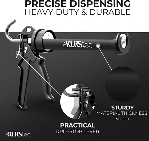Miniatura 5 de KLRStec Pistola de calafateo profesional [relación de empuje 25:1] Pistola de calafateo resistente para todos los cartuchos estándar de 10 onzas
