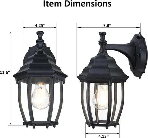 Miniatura 4 de LIT-PaTH Farol de pared para exteriores del atardecer al amanecer, aplique de pared como accesorio de iluminación de porche con base mediana E26