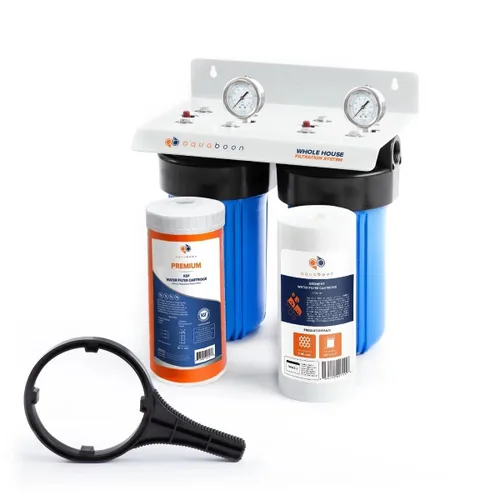 Miniatura 15 de Aquaboon Sistema de filtro de agua de 2 etapas para toda la casa con 5 micrones, 10 x 4.5, antiincrustación, purificación de agua de sedimentos