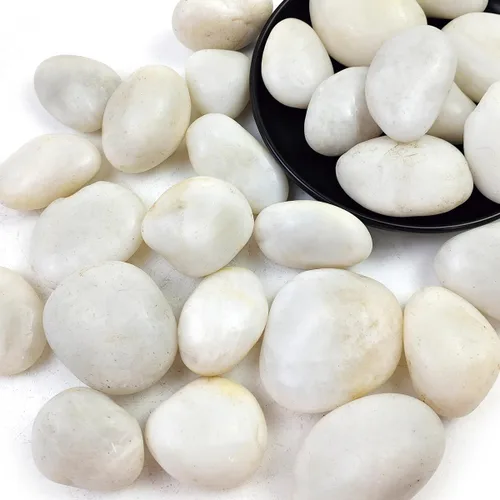 Rocas de río blancas de 40 libras - Guijarros decorativos muy pulidos de 2-3 pulgadas, piedras para paisajismo, rocas de río naturales para
