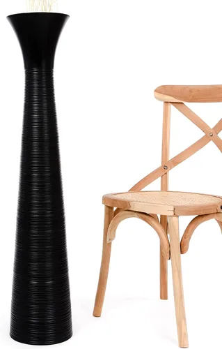 Leewadee Jarrón grande negro para decoración del hogar, de madera, de 41 pulgadas de alto, decoración de granja, soporte para flores para plantas