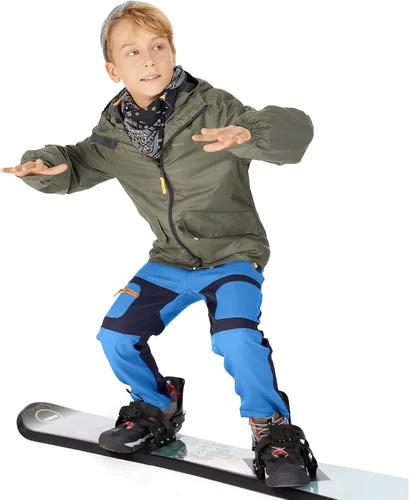 Miniatura 67 de linlon Pantalones impermeables para la nieve para niños y niños, forro polar lind para senderismo, softshell, cálidos, con aislamiento térmico