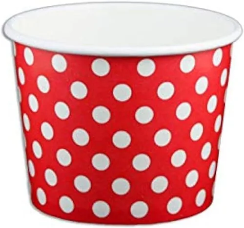 Miniatura 8 de Worlds Copas de papel para helado de papel con lunares, tazas de yogur de 12 onzas, mezcla de 50