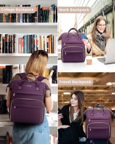 Miniatura 8 de LOVEVOOK Mochila para portátil de mujer, mochila de 15,6 pulgadas con cargador, mochila resistente al agua para profesores, mochila de trabajo