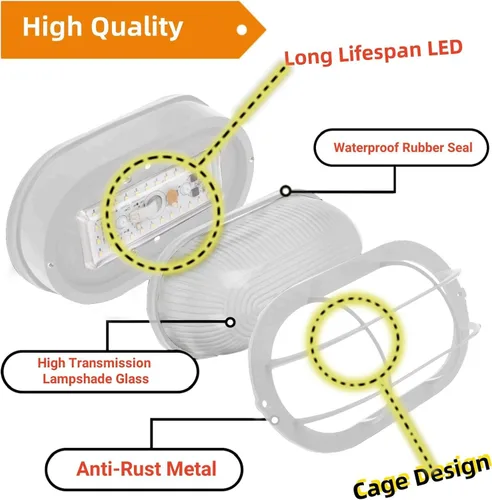 Miniatura 4 de WISBEAM Luz de mamparo LED, luz de pared LED para exteriores, regulable, 6 W, reemplazo de 60 W, 450 lúmenes, 3000 K, luz blanca diurna 80CRI