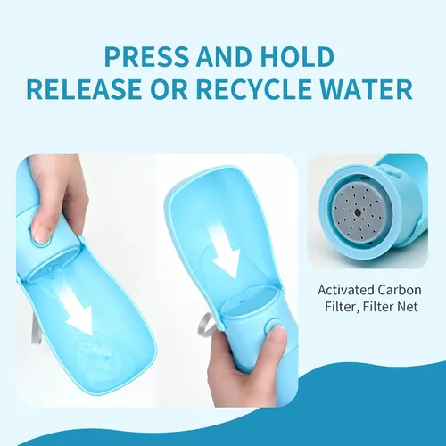Miniatura 4 de Botella de agua para perros, cuenco de agua de viaje para cachorros, dispensador de agua portátil a prueba de fugas para cachorros, botella de agua