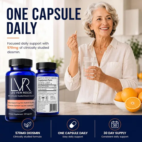 Miniatura 3 de Suplemento de diosmina LVR, 570 mg, bienestar de piernas y apoyo a la circulación, 30 días Clinically Studied Diosmin, One Capsule Daily, Focused