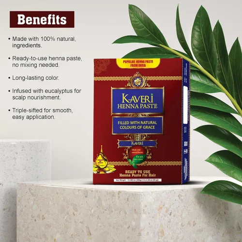 Miniatura 4 de Kaveri Paquete de 4 tubos de cono de henna listos para usar, color marrón oscuro natural, color rojo, para mujeres, perfecto para con aceite
