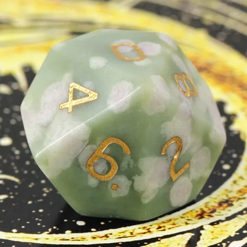 Miniatura 5 de Dados poliédricos DND de piedras preciosas de jade auspicioso natural, dados de juego de rol para juegos de mesa TRPG juegos de mazmorras y dragones