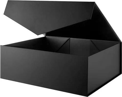 Miniatura 24 de BLK&WH Caja de regalo de 9 x 6.5 x 3.8 pulgadas, caja de regalo negra, caja de padrino, caja plegable con tapa de cierre magnético para embalaje