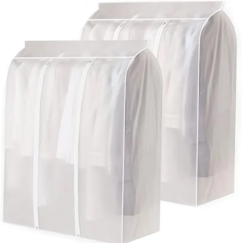 2 fundas para perchero de 50 pulgadas, a prueba de polvo, impermeables, para colgar ropa, bolsa de almacenamiento de ropa con cremallera para